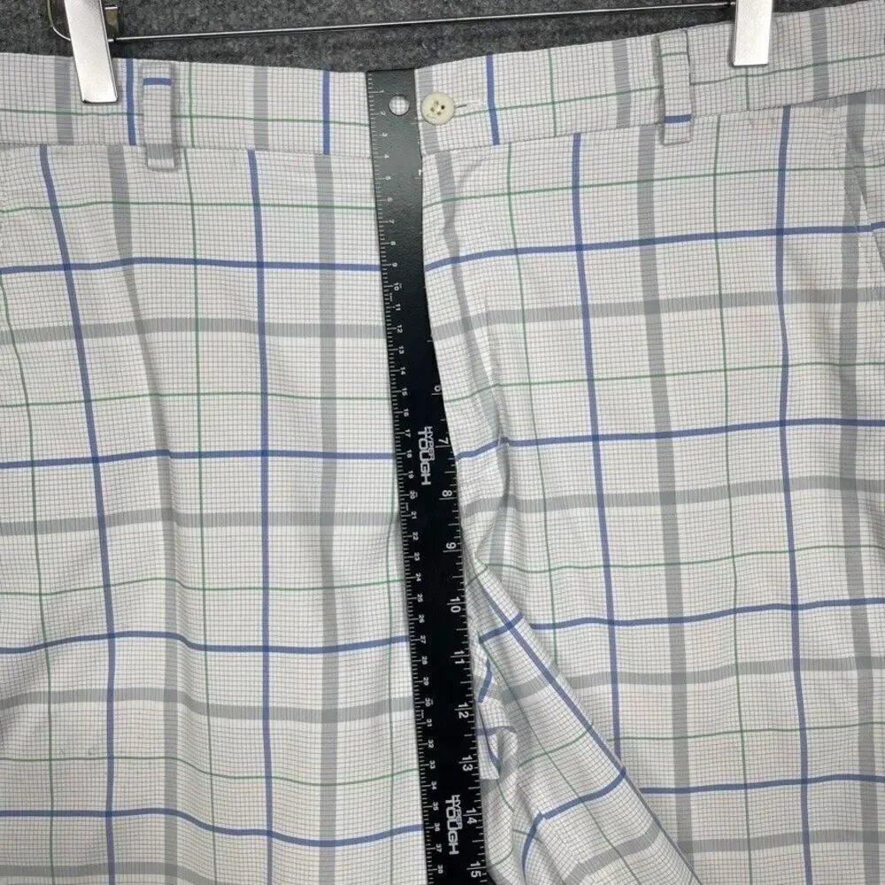 Nike Golf Shorts Mens‎ 32 Blue Green Grey Plaid Tech Performance Dri Fit Stretch